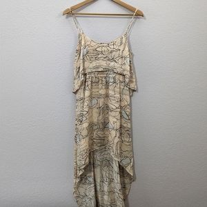 BCBGeneration High-low Spaghetti Strap Dress, Peach / Black / Gray, XS